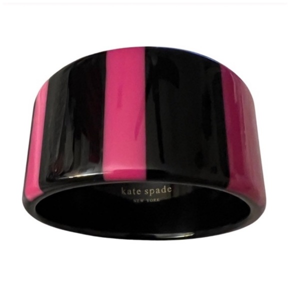 KATE SPADE • Bronwyn Bangle Resin Pink Black Striped Bracelet - Picture 3 of 5